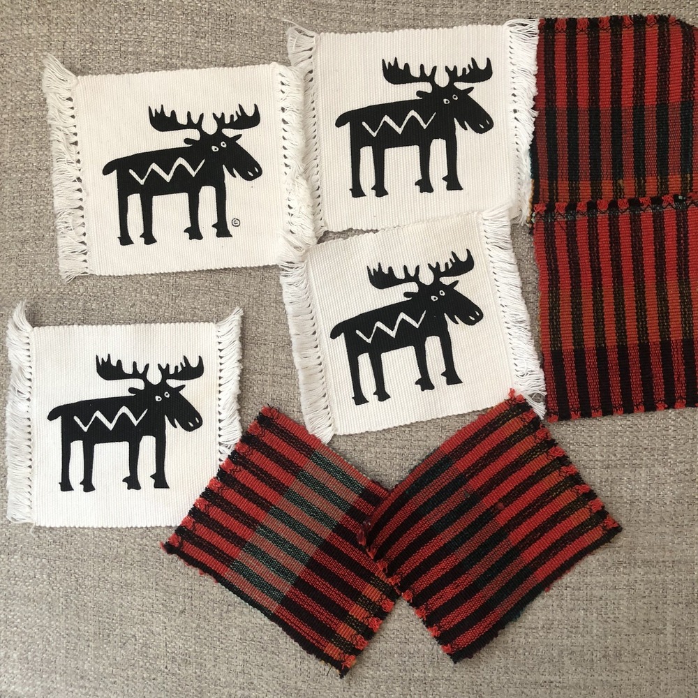 Coasters, Mug Rugs, 4 Mouse & R Red Woven Cabin Decor Wilderness